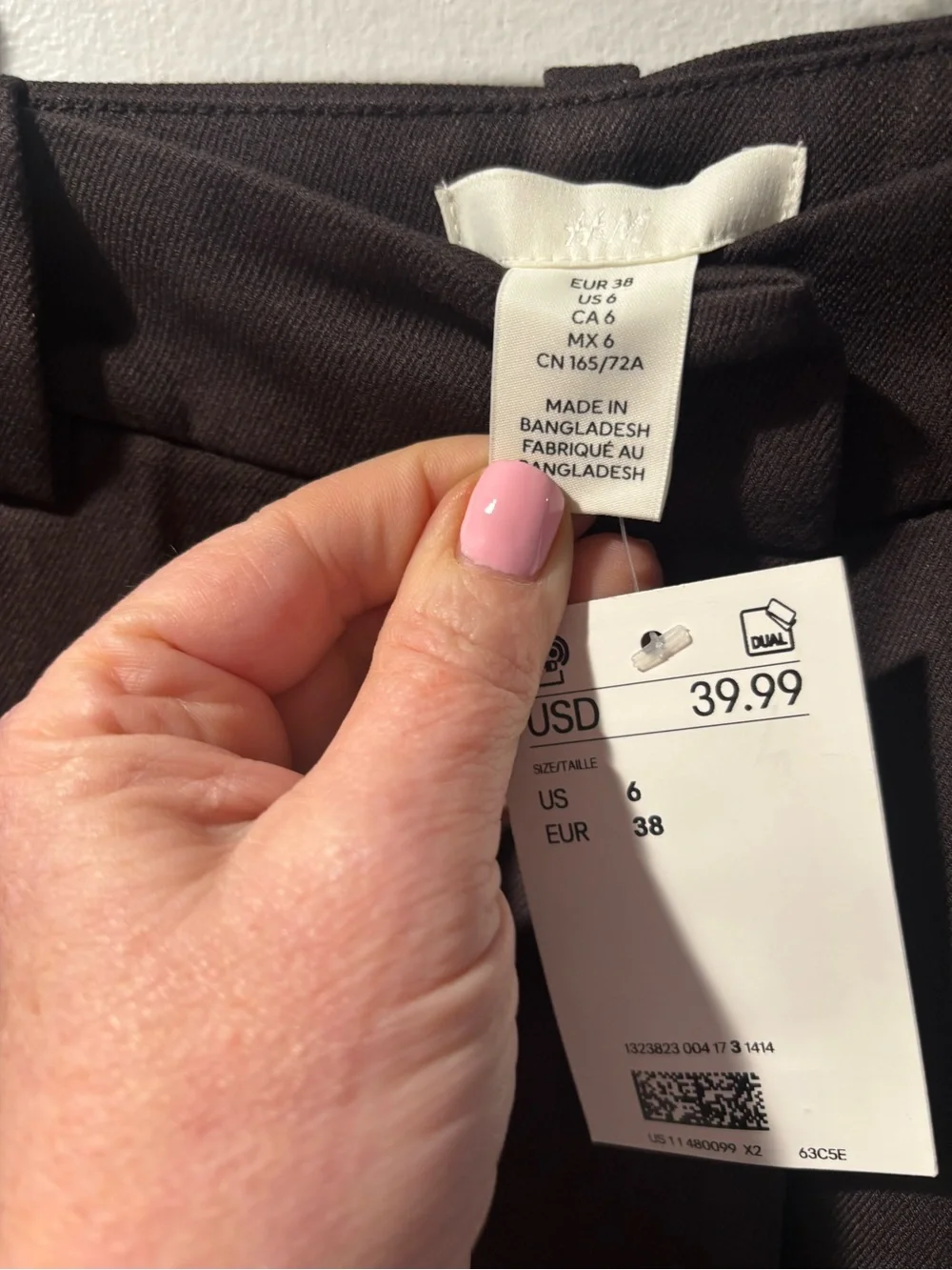NWT H&M Women’s Dark Brown Pants polyester blend but look & feel more like linen